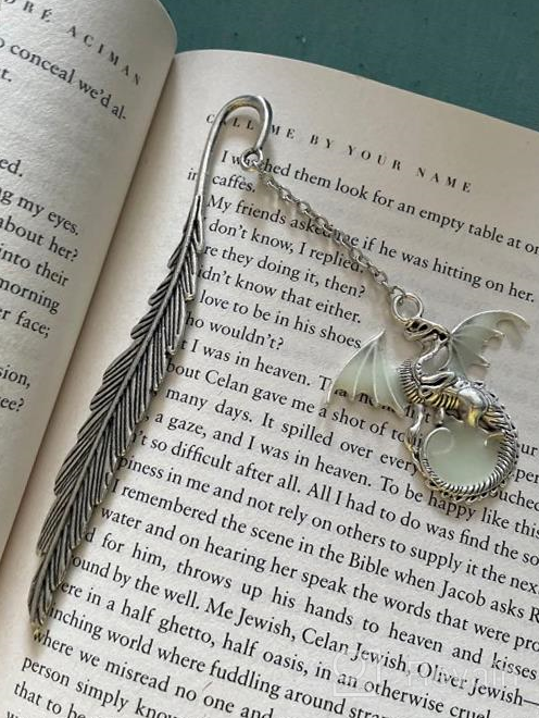 img 1 attached to Antique Silver Dragon 2 Pack: Unique Glow In The Dark Feather Metal Bookmarks - Perfect Gift Idea For Men And Women. review by Jeremy Gorsage