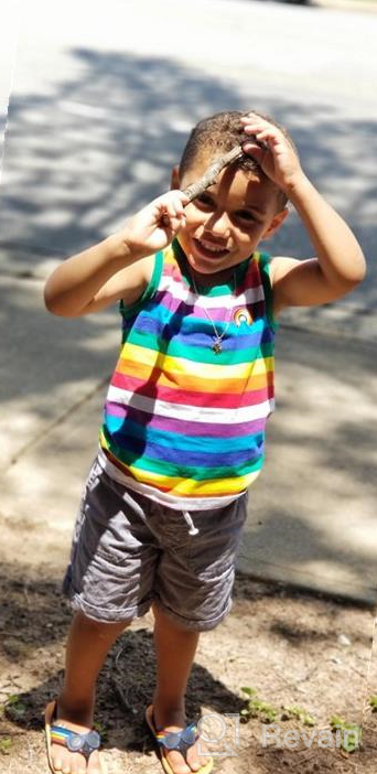 img 1 attached to 🌈 Vibrant Rainbow Stripe Tee - LittleSpring Boys Girls Cotton T-Shirt review by Jon Smith