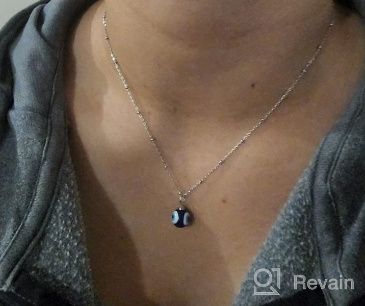 img 1 attached to Protective Evil Eye Necklace with Three Blue Amulets for Women, Men, and Girls - Dainty Silver/Gold Pendant review by Sidewinders Rains