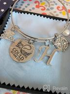 img 1 attached to Inspirational Graduation Gifts Bracelet - Hidepoo She Believed She Could So She Did Bangle 🎓 Charm Bracelet with Engraved Inspirational Compass Initial Charm - Perfect Friendship Graduation Gifts for Her 2021 review by Kristie Jones