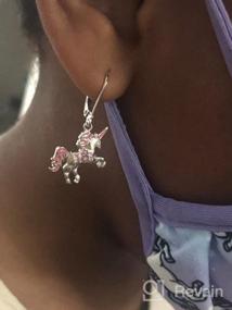 img 5 attached to Enamel Unicorn Crystal Earrings in White 🦄 Gold with Silver Leverbacks for Babies, Girls, and Children