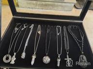 img 1 attached to Hivory Necklace Organizer Tray - Necklace Storage Box With Glass Lid - Stackable Necklace Jewelry Holder Velvet Tray With 20 Hooks (Grey) review by Rich Shankar