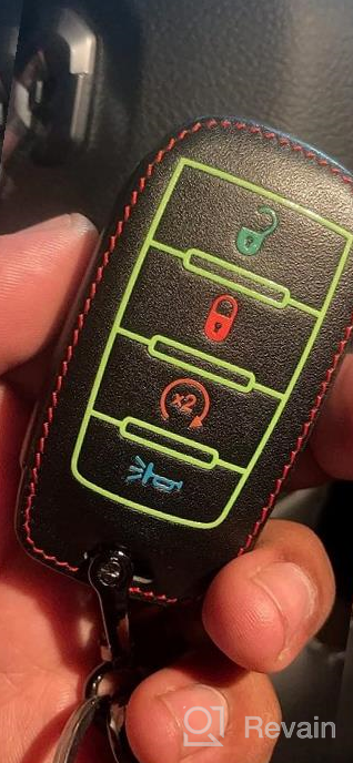 img 1 attached to Auovo Leather Key Fob Cover For Ram 1500 2019-2022 | Remote Protector Holder | 4 Button Accessories (1 Piece) review by Michael Copeland