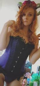 img 7 attached to Women'S Floral Corset With Black Lace Trim Satin Overbust Waist Cincher Bustier