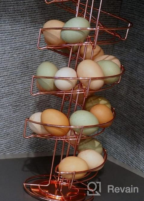 img 1 attached to Toplife Spiral Design Metal Egg Skelter Dispenser Rack: Stylish Storage & Display Solution In White review by Kevin Silver