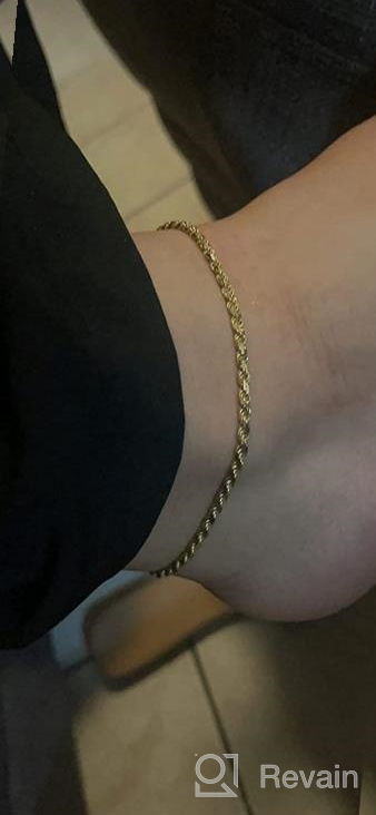 img 1 attached to Miabella Italian 2mm, 3mm Diamond-Cut Braided Rope Chain Anklet Ankle Bracelet - 18K Gold Over 🌟 Sterling Silver for Women, Teen Girls - Available in 9 or 10 Inch - 925 Made in Italy review by Edward Taylor