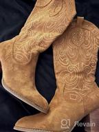 img 1 attached to SHIBEVER Cowboy Boots For Women Pointed Toe Pull-On Cowgirl Boots Mid Calf Western Embroidered Booties review by Christine Dhillon