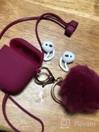 img 1 attached to AirPods 3 Case Cover 2021 Version Soft Silicone Fur Ball Keychain Girls Women Shockproof Protective Visible Front LED Wine Red review by Eric Jackson