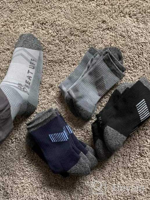 img 1 attached to Heatuff Men'S 6 Pack Hiking Crew Socks Athletic Cushion Outdoor Trekking Sock Reinforced Heel And Toe review by James Vachon