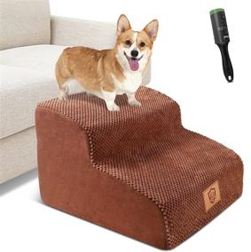 img 4 attached to 🐾 Kphico 2-Step High Density Foam Pet Stairs for Small Medium Dogs and Cats – Non-Slip Pet Steps, Pet Ladder/Ramp to Assist Couch and Bed Access – Includes Pet Hair Remover Roller