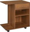 multifunctional printer stand and file cabinet on wheels, with adjustable shelf, drawer, and cpu stand - vinsetto (walnut) logo