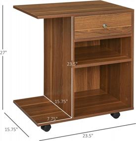 img 2 attached to Multifunctional Printer Stand And File Cabinet On Wheels, With Adjustable Shelf, Drawer, And CPU Stand - Vinsetto (Walnut)