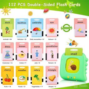 img 3 attached to ✏️ Educational Toddler Learning Toys 1-3 Years Old, 112 Talking Flash Cards with 224 Words, Ideal for 2-6 Year Old Boys and Girls, Preschool Activity Gifts for Kids (Green)