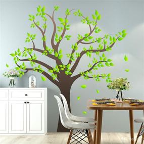 img 2 attached to 🌳 Removable Cartoon Giant Brown Tree Wall Decals - DIY Leaves Wall Sticker Peel and Stick Wall Decor for Nursery Kids Girls Room, Bedroom, Living Room, Offices, and Kindergarten Decoration (Tree)