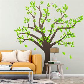 img 1 attached to 🌳 Removable Cartoon Giant Brown Tree Wall Decals - DIY Leaves Wall Sticker Peel and Stick Wall Decor for Nursery Kids Girls Room, Bedroom, Living Room, Offices, and Kindergarten Decoration (Tree)