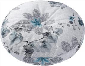img 4 attached to Круглая напольная подушка со съемной крышкой на молнии - пуф для декора комнаты из натурального льна 17,7x17,7 дюймов для медитации, йоги от NOVWANG (цветок)