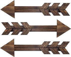 img 4 attached to Rustic Wood Arrow Wall Decor Set - Farmhouse Barnwood Decoration For Home Or Wedding - Brown, Medium - 15X4 Inches - Set Of 3