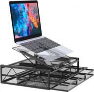 2-in-1 portable detachable laptop stand with storage drawer for desk, 11-17" macbook & tablet/phone riser holder organizer to improve positioning logo