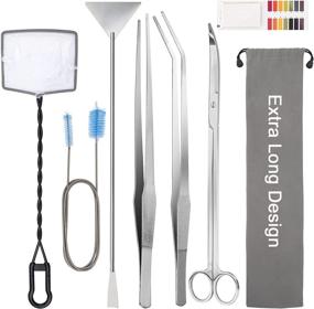 img 4 attached to 🐠 Enhance your Aquascape with Liveek's 8-in-1 Extra Long Aquarium Aquascaping Tools Kit - Stainless Steel Tweezers, Scissors, Scrapers, and More!