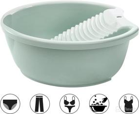 img 1 attached to 🧺 SOUJOY 2 Pack Portable Plastic Washboard Basin for Hand Washing Clothes, Non-Slip Washtub with Integrated Washboard for Small Delicate Articles, Laundry Washing for Home and Outdoor Use