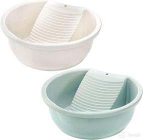 img 4 attached to 🧺 SOUJOY 2 Pack Portable Plastic Washboard Basin for Hand Washing Clothes, Non-Slip Washtub with Integrated Washboard for Small Delicate Articles, Laundry Washing for Home and Outdoor Use