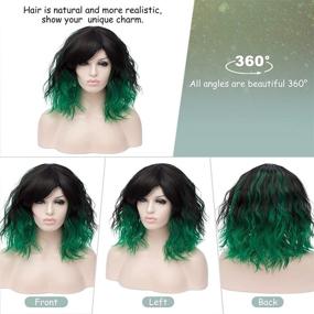 img 3 attached to TopWigy Dark Green Wig Short Curly Wig 14 Inches Bob Wigs With Fringe Christmas Anime Cosplay Wig For Women Synthetic Heat Resistant Wig For Halloween Party Fancy Dress
