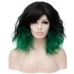 topwigy dark green wig short curly wig 14 inches bob wigs with fringe christmas anime cosplay wig for women synthetic heat resistant wig for halloween party fancy dress logo