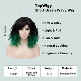 img 2 attached to TopWigy Dark Green Wig Short Curly Wig 14 Inches Bob Wigs With Fringe Christmas Anime Cosplay Wig For Women Synthetic Heat Resistant Wig For Halloween Party Fancy Dress