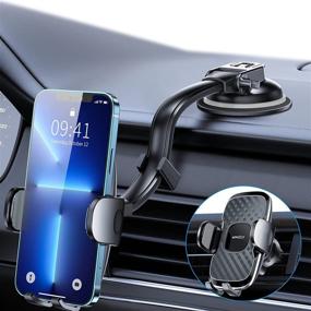 img 4 attached to Universal Car Phone Holder Mount - 3-in-1 Dashboard/Windshield/Air Vent Mount with Strong Suction & Anti-Shake Stabilizer - Long Gooseneck Arm Truck Phone Mount Compatible with iPhone Samsung