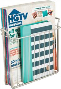 img 1 attached to MDesign Satin Magazine Rack & Organizer Bin - Wall Mounted Decorative Holder For Books, Newspapers, Tablets - Ideal For Living Room, Bathroom, Bedroom, Home Office - Concerto Collection