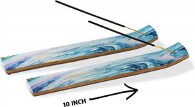 img 2 attached to Set Of 2 Incense Holder Or Incense Burner For Insence Sticks, Ash Catcher Or Insence Burner Holder For Home Decor, Wooden Insense Stick Holders Or Inscent Tray, Mango Wood, Galaxy