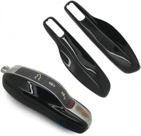 img 4 attached to Black Keyless Remote Key Case For Porsche Cayenne Panamera - Carmonmon Smart Protectors Plastic Cover Side Blades.