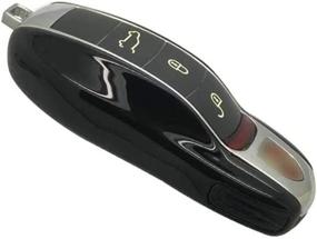img 2 attached to Black Keyless Remote Key Case For Porsche Cayenne Panamera - Carmonmon Smart Protectors Plastic Cover Side Blades.