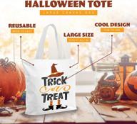 halloween canvas tote bag - large 13.8" reusable treat bag for trick or treating, decorations, shopping, and more from neliblu logo