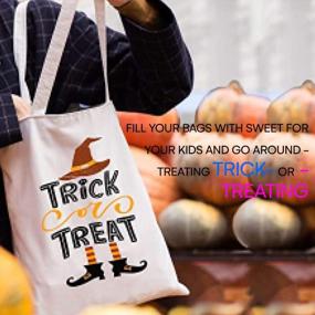 img 1 attached to Halloween Canvas Tote Bag - Large 13.8" Reusable Treat Bag For Trick Or Treating, Decorations, Shopping, And More From Neliblu