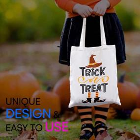 img 3 attached to Halloween Canvas Tote Bag - Large 13.8" Reusable Treat Bag For Trick Or Treating, Decorations, Shopping, And More From Neliblu