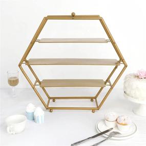 img 1 attached to Efavormart 21" 3-Tier Gold Metal Hexagonal Cupcake Stand | Tiered Dessert Display Holder