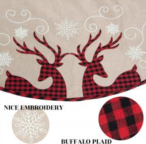 img 2 attached to HAUMENLY Burlap Christmas Tree Skirt, Buffalo Plaid Reindeer Tree Skirt For Xmas Tree Holiday Party Decoration - 32 Inches