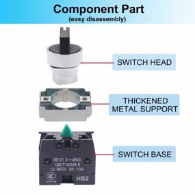 img 2 attached to TWTADE / 2Pcs 22Mm Selector Switch 2 NO 3 - Positions Momentary Rotary Selector Switch 440V 10A XB2-20X/33-HB2-BD53