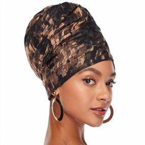 img 4 attached to Women'S Stretch Head Wrap Scarf Turban For Long Hair, Soft Head Band Tie African Urban Turbanista Head Wraps For Black Women