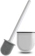 🚽 white toilet brush and holder set - xajh bathroom cleaning kit with flexible silicone bristles, compact size for storage and ventilated base logo