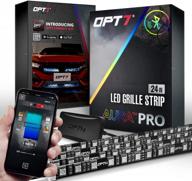 opt7 aura pro bluetooth led lighting kit for grille - 24" multi-color strips with soundsync and app control for ios and android - waterproof peel and stick design for front grill valence logo