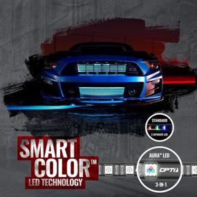 img 1 attached to OPT7 Aura PRO Bluetooth LED Lighting Kit For Grille - 24" Multi-Color Strips With SoundSync And App Control For IOS And Android - Waterproof Peel And Stick Design For Front Grill Valence