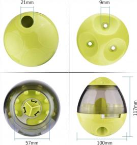 img 3 attached to IQ Treat Ball Dog Toy & Slow Feeder Bowl - Small Interactive Collapsible Stimulating Play, Adjustable Treats Eat Canister Maze Gym Ball - Green