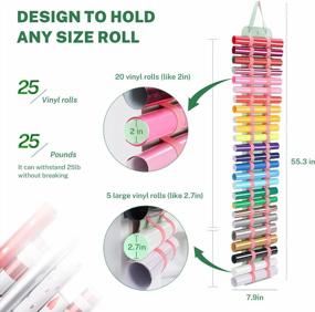img 3 attached to Vinyl Roll Holder Craft Storage Organizer With 25 Elastic Compartments - Plambag Wall Mount/Over The Door Vinyl Keeper For Cricut, Any Room - Green