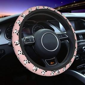 img 4 attached to Cute Panda Polka Dot Universal 15 Inch Steering Wheel Covers Non Slip Neoprene Car Wrap Cover For Adults