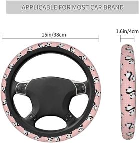 img 3 attached to Cute Panda Polka Dot Universal 15 Inch Steering Wheel Covers Non Slip Neoprene Car Wrap Cover For Adults