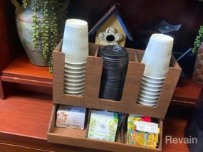 img 6 attached to Bamboo Coffee Station Organizer With 6 Compartments - Condiment Rack And Caddy For K-Pods, Snacks, Tea Bags, Disposable Cups - Ideal For Your Breakroom Accessories