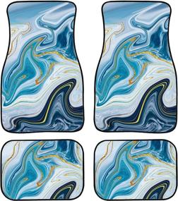 img 4 attached to LedBack Abstract Blue Marble Design 4Pcs Set Floor Mats