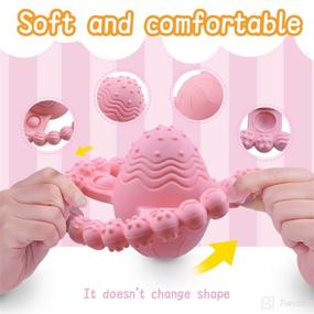 img 2 attached to 👶 GJZZ Teething Toys: Rattle Sound, BPA-Free Soft Silicone, Raised Texture, Soothe Sore Gums - Pink